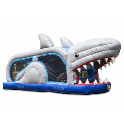 China Professional Outdoor Entertainment Shark Race Mini Obstacle Course, Inflatable Jumping Bouncer Obstacle Games For Sale for sale