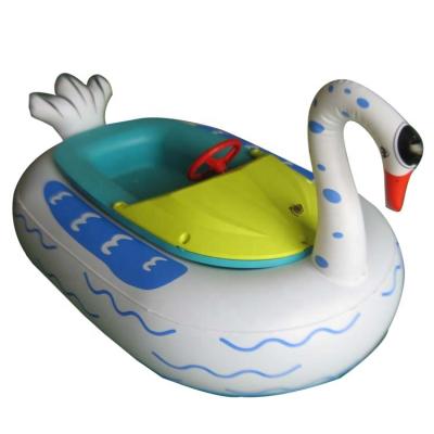 China Construction of plastic & Easy Operation PVC Remote Control White Inflatable Swan Float Electric Water Motorized Animal Bumper Boat for sale