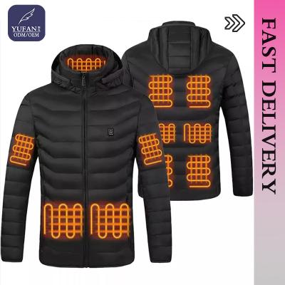 China high quality YuFan Anti-wrinkle in men's factory current custom tricDesign 4/8/9/11 heating zones heated jacket electric heating shirt for men for sale