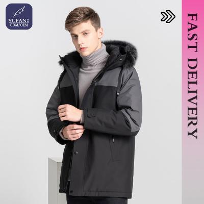 China high quality YuFan stock men Anti-wrinkle Duck Down Winter Long Jacket high-end for men new arrives warm slim puff jacket men for sale