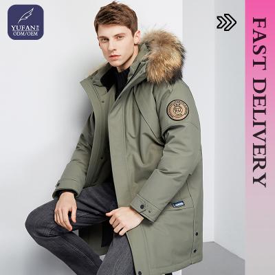 China High Quality YuFan Anti-Wrinkle In Stock Mens Duck Down Jacket With Fur High End Hooded Stripper Windproof For Men Winter Stripper Jacket for sale