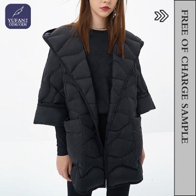 China YuFan Women Waterproof Clothing Factory Cheap Price Women Down Jacket Three Quarter Sheath V-Neck Designer Coats for sale