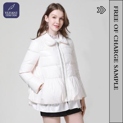 China YuFan's New Lady Princess Down Jacket Women Crystal Cawboy Winter Jacket Ruffle Waterproof Ladies Blow Jacket for sale