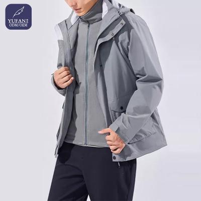 China YuFan 3in1 Windproof Jacket Men Set Breathable 2 Pieces Rise Jacket Custom Logo Color Men Outdoor Sports Clothing for sale