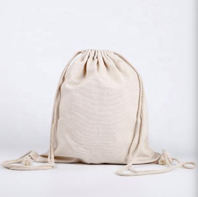 China Fashionable Reusable Organic Rope Handle Bag Jute Tote Cotton Tote Bag Cotton Handbag Printed Drawstring Bag Reusable Organic With Handle for sale