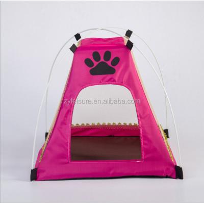 China Sustainable Folding Fluffy Pet Shelter Dog Bed Pop Up Portable Small Animals Kennel Cage Foldable Pet Tent Kennel Pet Shade for sale