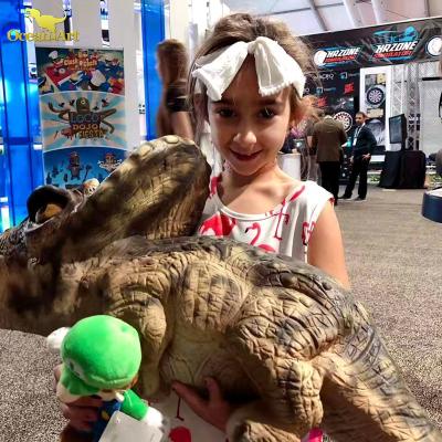 China Amusement Park Amusement Park Life Like Triceratops Baby Dinosaur Hand Puppet for sale