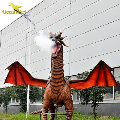 China Realistic 3D Dragon Animatronic Smoky Dragon For Theme Park Adventure Theme Park Rubber Robot Sale for sale