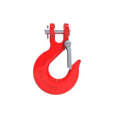 China Shenli Mining Rigging Drop Forged Alloy Steel Clevis Hook With Latch For Hoisting / Clevis Crane Hook for sale