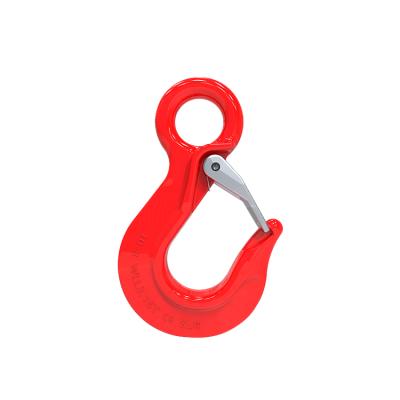 China Heavy industry g80 safety hook alloy steel eye sling hook /casting crane hook/eye hook with safety catch for sale