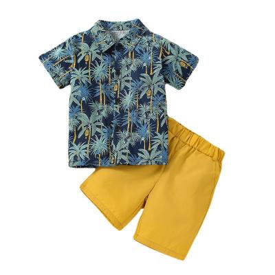 China Anti-pilling New Hot Summer Products Beach Tropical Shirt Hawaii Floral T-shirt Kids Fashion Clothes Children Boys Clothing Sets for sale