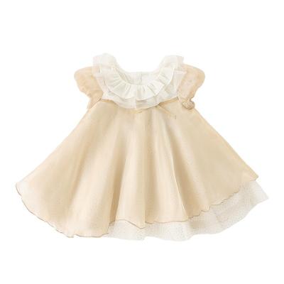 China Spring/Summer 2022 New Casual Girls Short Sleeve Princess Dress Baby Exotic Gauze Skirt One Piece Casual Sundress Hair Dress for sale