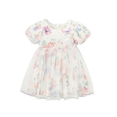 China Girl Lolita Princess Dress Summer Dress 2022 Spring Casual New 2022 Children Dress Flower Gauze Skirt One Piece Fluffy Hair for sale