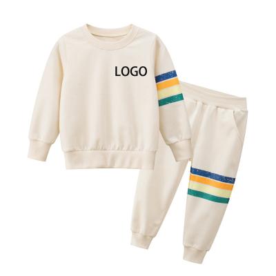 China Anti-pilling new style 2022 spring o-neck stylish striped hoodie pure color striped pants casual children's wear for boys and girls costume for sale