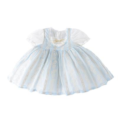 China 2022 Spring/Summer New Lolita Casual Girl Fairy Little Bubble Sleeve Dress Short Hair Lace Temperament Skirt Set One Piece for sale