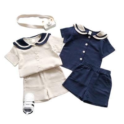 China 2022 Summer New Navy Style Washable Pattern Shorts Sheaths Shorts Girl's Pure Cotton Navy Kids Uniform Clothing Sets for sale