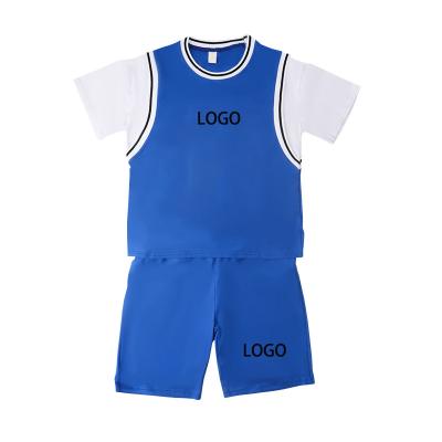 China New style basketball clothes warm cotton summer breathable anti-pilling tracksuit fashion with short sleeves kids wear boy girl baju anak for sale