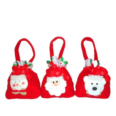 China Eco-Friendly Us Christmas Toy Fluffy Ribbon Dinosaur Double Red Large Warehouse Velvet Bags Merry Striped Santa Sack for sale