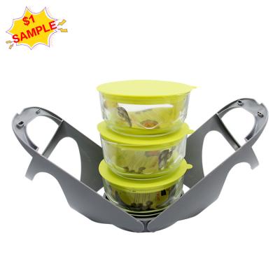 China 2021 Best Selling Popular Sample 3Pcs Viable Vacuum Fridge Product Safe Glass Saver Food Storage Container Set Bento Lunch Box for sale