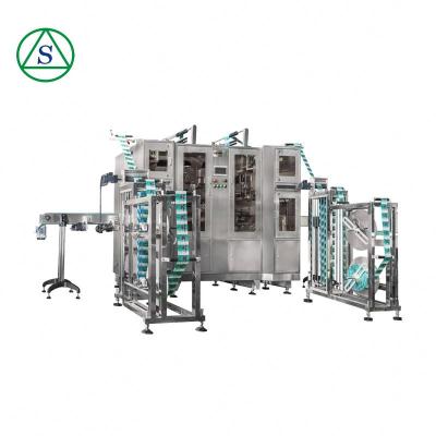 China Food Personalized Double Headed Machine Sanitary Sleeve Shrink Wrapping Cup Labeling Machine for sale