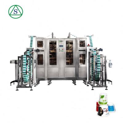 China Double Heads Yogurt Food Cup Shrink Wrapping Machine Smart Sleeve Labeling Machine for sale