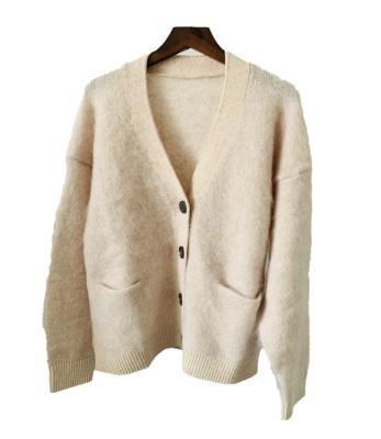 China Anti-Wrinkle Factory Price Custom Knitted Cardigans Long Sleeve Lady Unisex Mohair Sweater Cardigan for sale