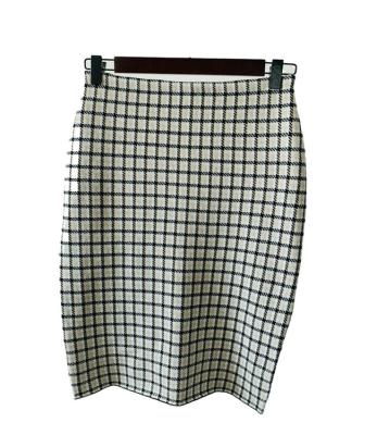 China OEM Grid Pattern Breathable Good Quality Girls Mini Skirt Business Slim Fit Pencil Skirts For Women for sale