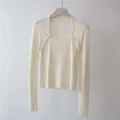 China Custom Made Elegant Soft Square Neck Cashmere Anti-Wrinkle Factory Ladies Sexy Sweaters Sweaters for sale