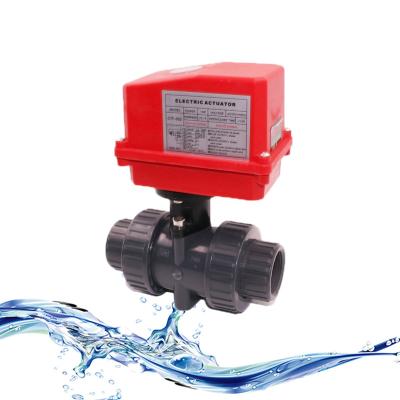 China CTF-002 DN40 1.5 Inch UPVC Thread Screw Connection General Electric Motorized Ball Valve for sale