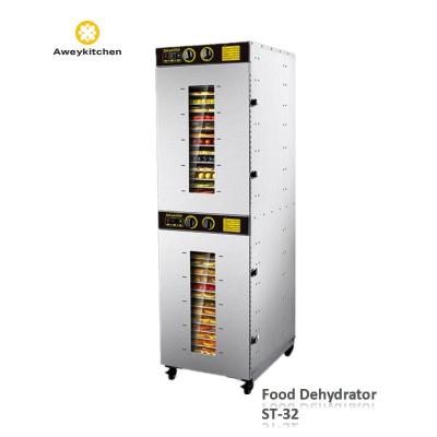 China Hotels Dual Cabinets Fruits Dehydrator 32 Trays Commercial Dryer Industrial Machine for Jerky, Mango, Peanut, Mushroom for sale