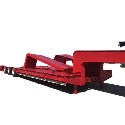 China Hanka Extendable Drop 4 Axle Excavator Transport Lowbed Semi Truck Trailer Truck Trailer Steering for sale