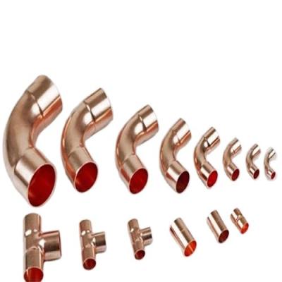 China Factory Chinese Pipe Supply Wrot Red Copper Pipe Fittings Coupling Elbow Tee Branch 3/16