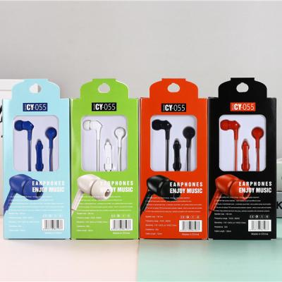 China Portable Media Player CY-055 Factory Price Wired Universal Earphone Headphones In Ear With Mic Stereo Sports Headset cy055 With 3.5mm Plug for sale