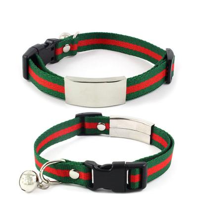 China Factory Made Sustainable Adjustable Stripe With Bell Nylon Pet Collars For Dogs And Cats for sale