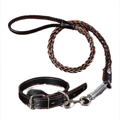 China 2021 Hot Selling Personalized Luxury Leather Dog Collar Genuine Pet Adjustable Braided Leashes for sale