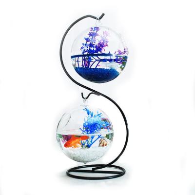 China Wholesale Viable Hanging Ball Glass For Aquatic Plant Stand Mini Sphere Fish Tank Decoration for sale