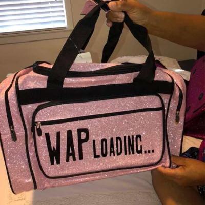 China Fashion custom spend overnight bag wap travel tote duffle bag glitter dancing pink bling bling cargo bag for sale