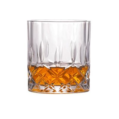 China Thickening wall and etched 310ml/11oz whiskey crystal glass and customized whiskey decanter set whiskey glass for sale