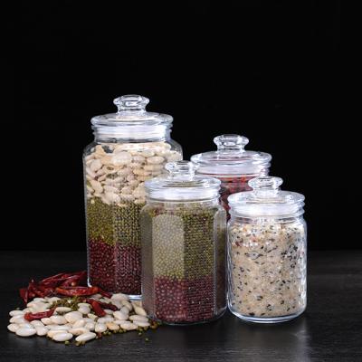 China Wholesale Freshness Preservation Glass Jar With Glass Lid Customize LOGO And Customized Glass Bottle Storage Bottle And Jar for sale