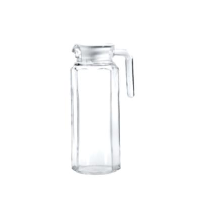 China Hot sale product 1100ml factory stocked juice and water home juice jug drinking glassware picther with plastic lid for sale