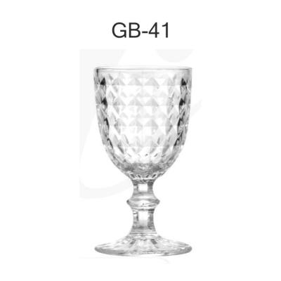 China Wholesale European Style Old Fashioned Embossed 310ml Drinking Water Vintage Goblet Wine Glass Transparent Crystal Glass Mug for sale