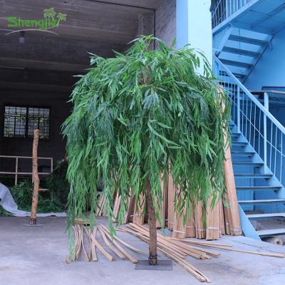 China Wedding Silk Decorative Weeping Artificial Small Handmade Willow Tree Greenery for sale