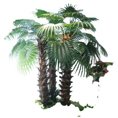 China Large Eco-friendly Indoor And Outdoor Decorative Plastic Artificial Fan Palm Tree for sale