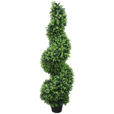 China Eco-friendly cheap artificial 150cm topiary boxwood tree spiral bonsai for sale