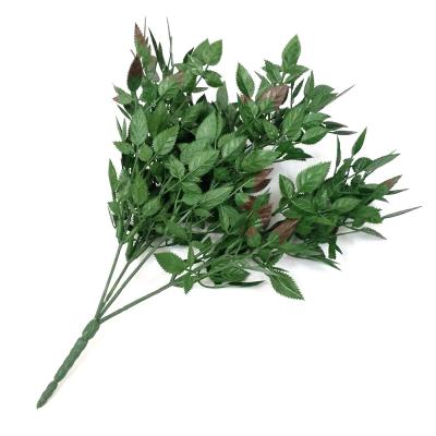 China Wholesale Fireproof Fake Evergreen Rose Leaves Plastic Artificial Branches For Garden for sale