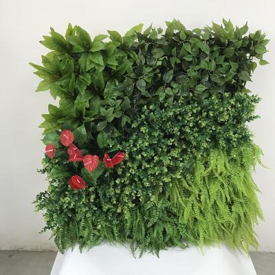 China Eco-friendly Wholesale 1m*1m Outdoor UV Plastic Vertical Artificial Grass Plant Wall for sale