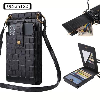 China Fashion Shockproof New Crocodile Leather Cell Phone Multipurpose Bag for apple iphone13 12 11 xr mini promax 8plus woman slant back bags for sale