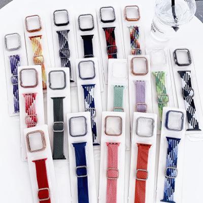 China New fashion diamond watch case and soft stretch watch bands two-in-one suit for apple iwach 6 series SE 5 38 40 42 44mm for sale