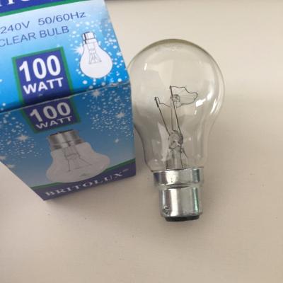 China Professional Supplier General E27 B22 Base A55 110V 220V 75W 100W Indoor Lighting Cheap Clear Frosted Incandescent Light Bulbs for sale