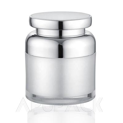 China 30ml 50ml Luxury Wide Mouth Acrylic Cute Face Mask Jars White Top Jars Hair Product Containers Cream Jar for sale